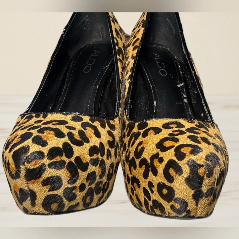 💛🖤🤎 ALDO - Calf Hair Leopard Print Stiletto Heels - Gorgeous! - Picture 4 of 7